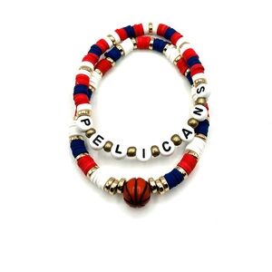 Pelicans Beaded Bracelet Set - Red, Blue, White, Gold
